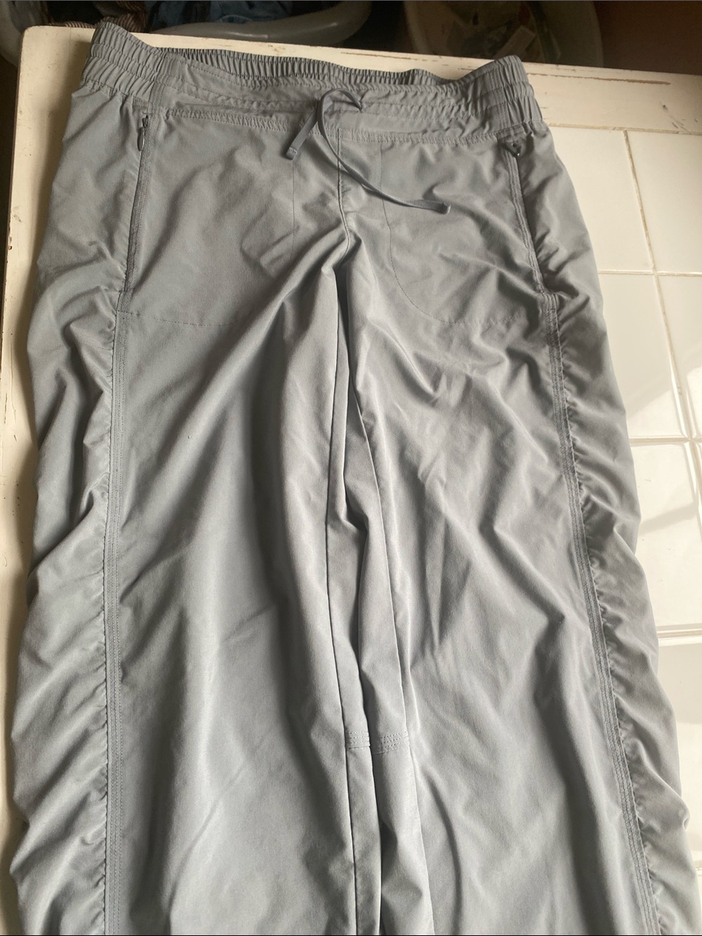 Athleta lightweight draw-string pants with ruched sides